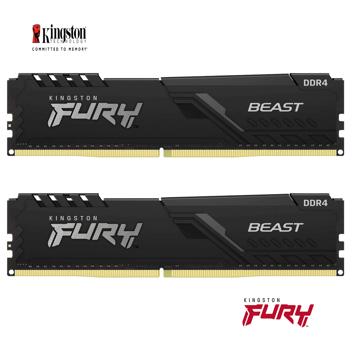 16GB Kingston FURY Beast DDR4-3600 CL17-21-21 DIMM (2x 8GB) Dual Kit schwarz