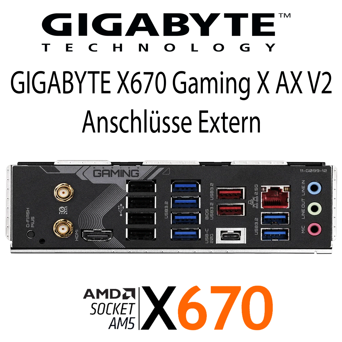 GIGABYTE X670 Gaming X AX V2 Sockel AM5 DDR5 ATX Mainboard 