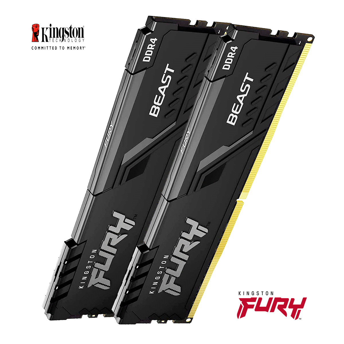 16GB Kingston FURY Beast DDR4-3600 CL17-21-21 DIMM (2x 8GB) Dual Kit schwarz