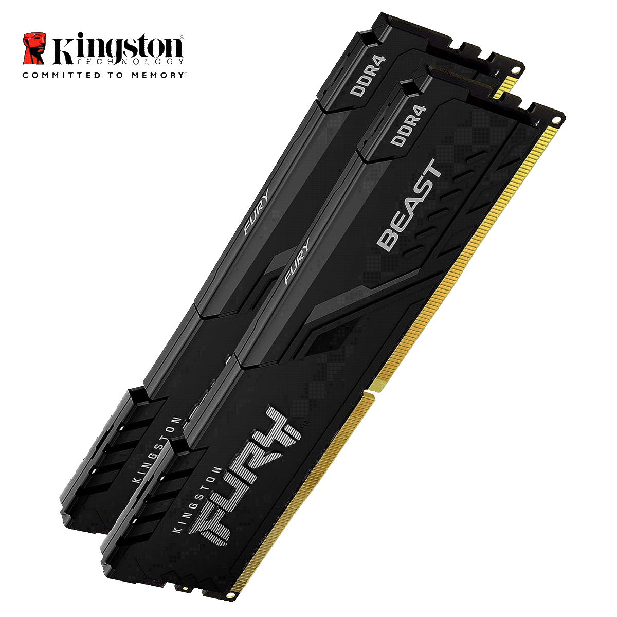 16GB Kingston FURY Beast DDR4-3200 CL16-18-18 DIMM (2x 8GB) Dual Kit schwarz