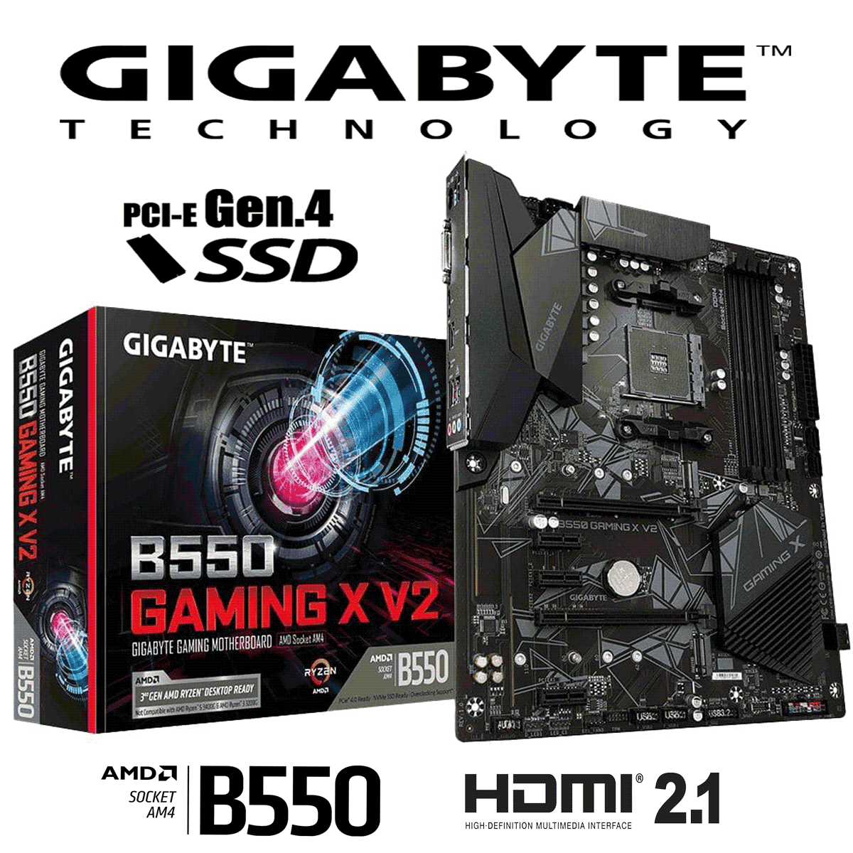 Gigabyte B550 Gaming X V2 Sockel AM4 DDR4 ATX Mainboard Retail 
