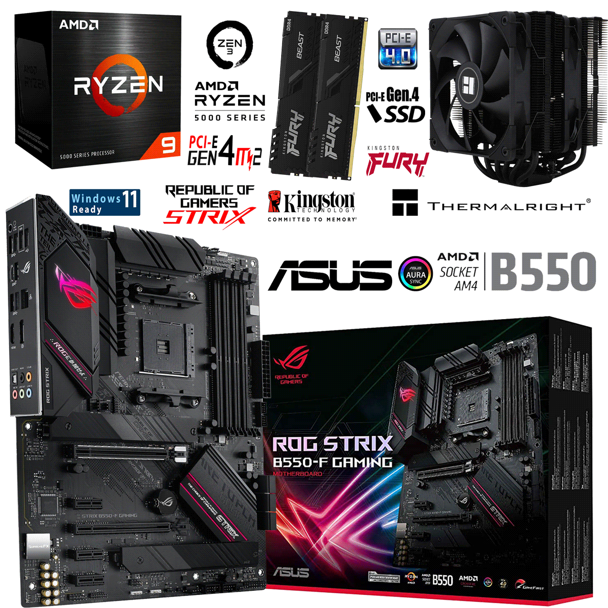 PC Bundle • AMD Ryzen 9 5900X • Asus Rog Strix B550-F Gaming • 16GB DDR4-3200 Ram